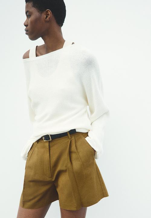 H&M - Tailored linen-blend shorts - dark golden olive