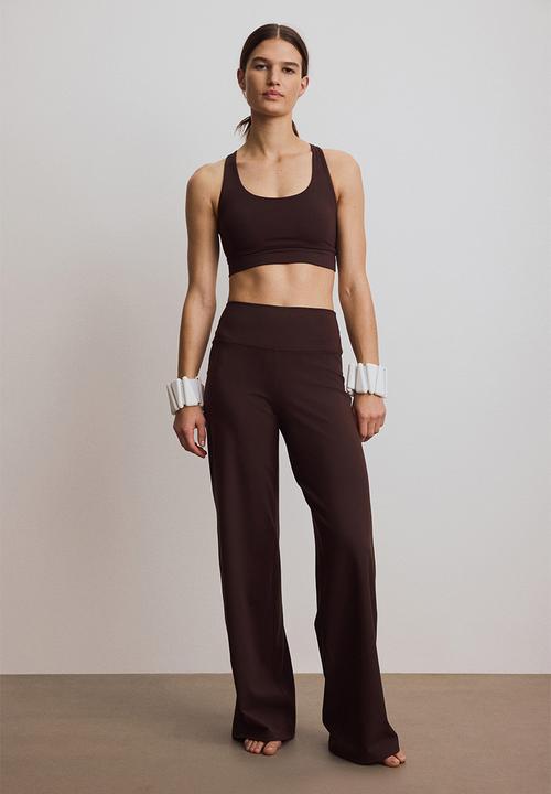 Wide sports leggings with softmove - warm brown