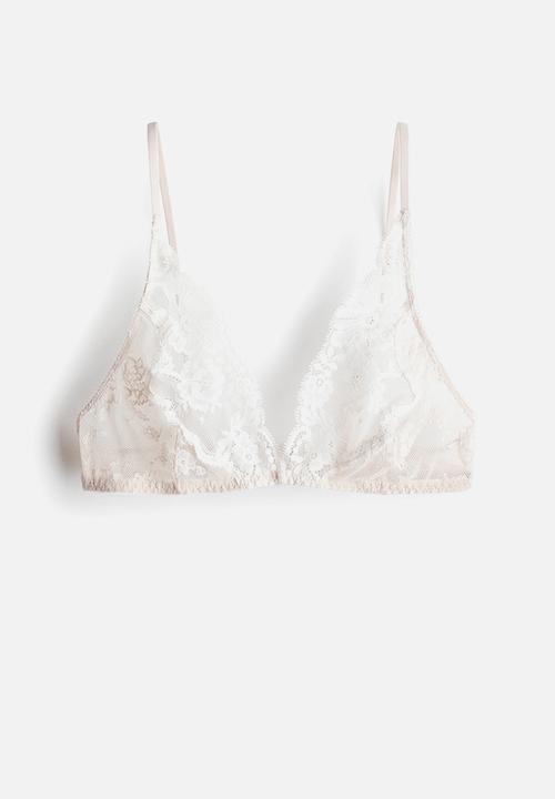 H&M - Soft lace bra - pale beige