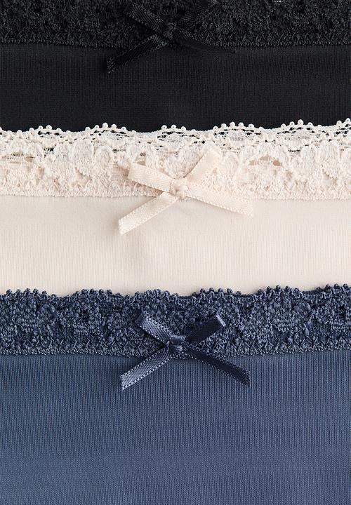 H&M - 3-pack lace-trimmed hipster briefs - dark blue/light pink/black