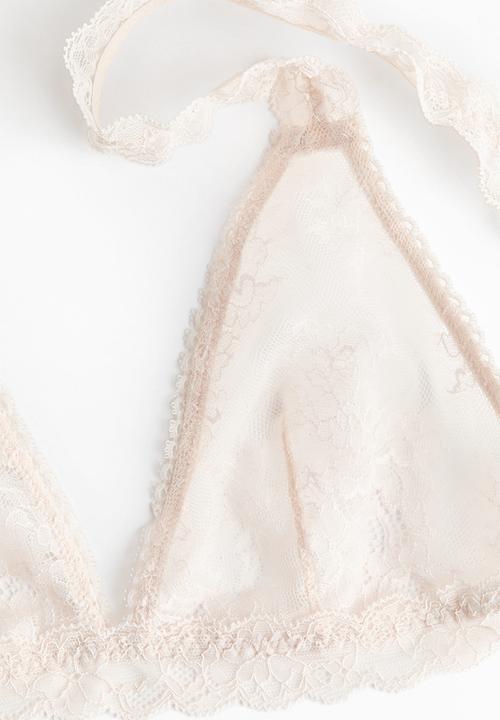 H&M - Soft lace bra - pale beige