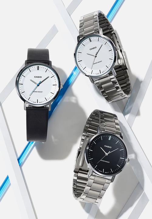 Casio - Analog Blk Ltr White Dial - Black/white