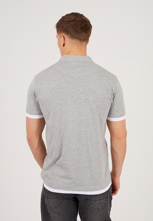Brave Soul - Elgin T-shirt - Light Grey Marl / Optic White