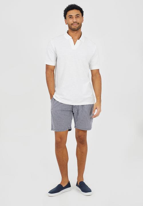 Brave Soul - MENS SHORT SLEEVED TROPHY NECK POLO SHIRT WYSTAN - OPTIC WHITE