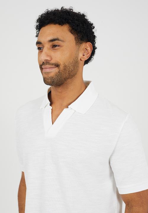 Brave Soul - MENS SHORT SLEEVED TROPHY NECK POLO SHIRT WYSTAN - OPTIC WHITE