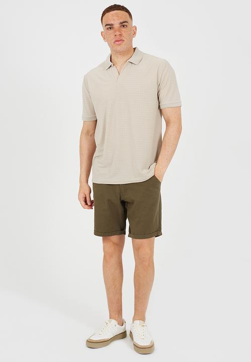 Brave Soul - MEN'S SHORT SLEEVED POLO SHIRT WITHTHORPHY NECK KEWLEY - STONE