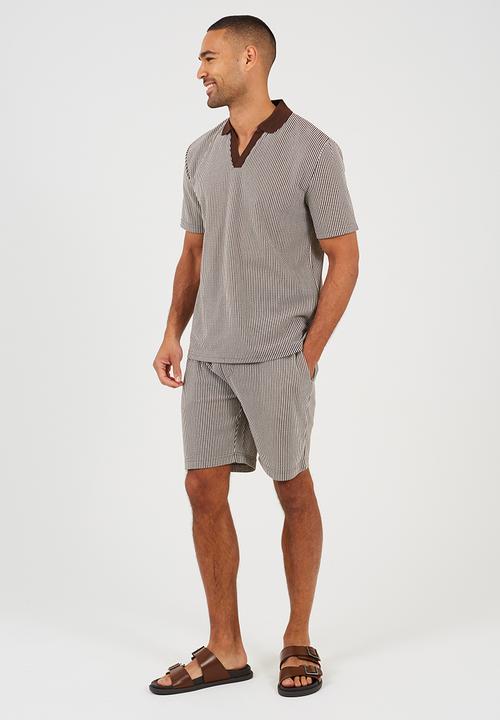Brave Soul - Rigney Polo - Brown / Off White
