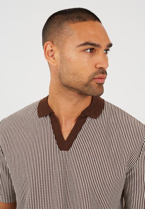Brave Soul - Rigney Polo - Brown / Off White