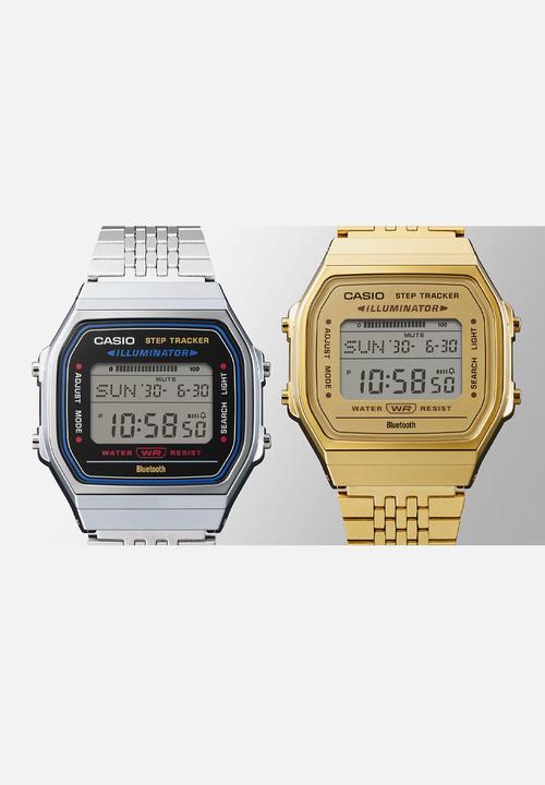 Casio - Retro Digital Silver Step Tracker - Silver