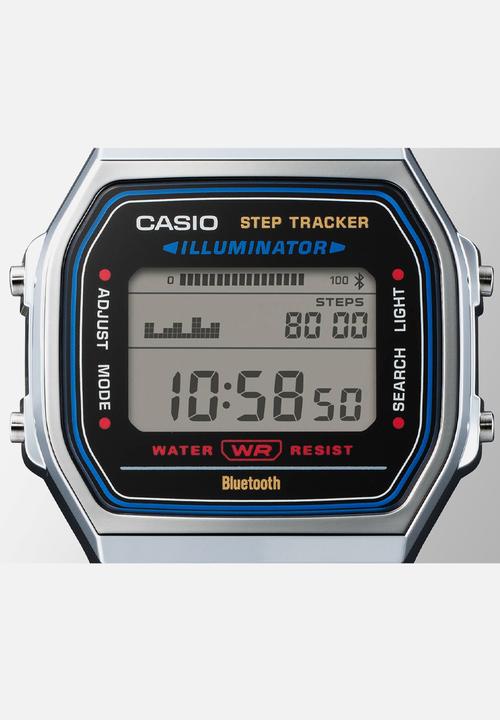 Casio - Retro Digital Silver Step Tracker - Silver