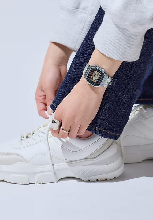 Casio - Retro Digital Silver Step Tracker - Silver
