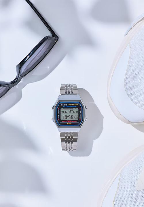 Casio - Retro Digital Silver Step Tracker - Silver