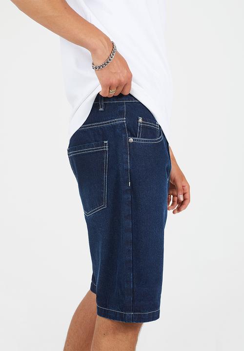 Brave Soul - Uganda Washed Denim Short - Dark Blue Wash