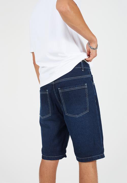 Brave Soul - Uganda Washed Denim Short - Dark Blue Wash