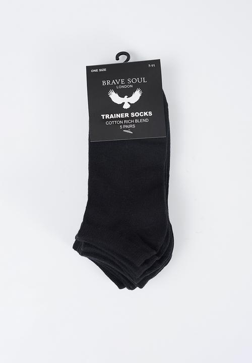Brave Soul - 5Pk Sneaker Socks - Black