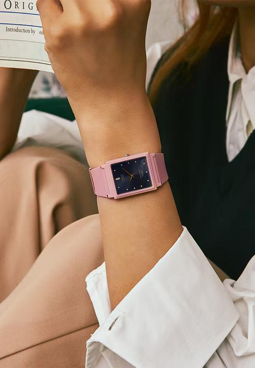 Casio - Analog Pink Rect Slim Black - Pink