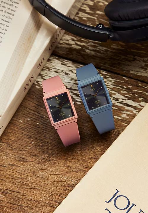 Casio - Analog Pink Rect Slim Black - Pink