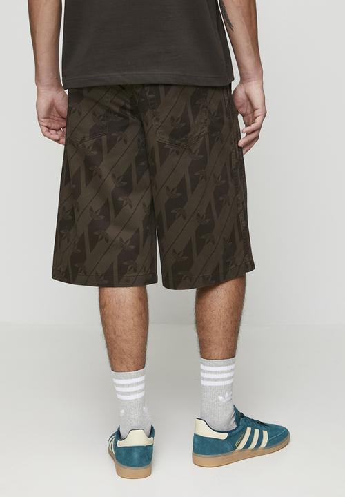 adidas Originals - Originals Monogram Denim Jorts  - Aurora Coffee Brown