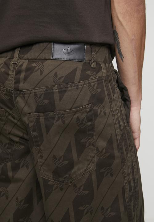 adidas Originals - Originals Monogram Denim Jorts  - Aurora Coffee Brown
