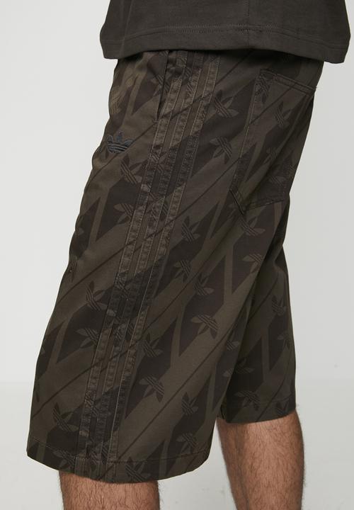 adidas Originals - Originals Monogram Denim Jorts  - Aurora Coffee Brown