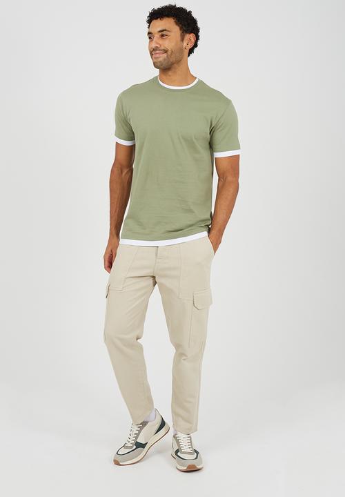 Brave Soul - Nate T-shirt - Washed Sage / Optic White