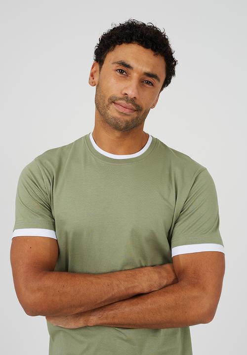 Brave Soul - Nate T-shirt - Washed Sage / Optic White