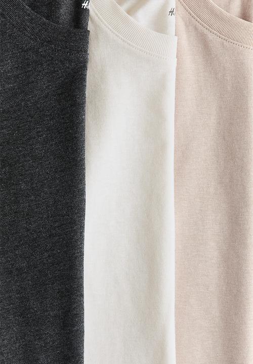H&M - 3-Pack T-shirts - beige/dark grey marl