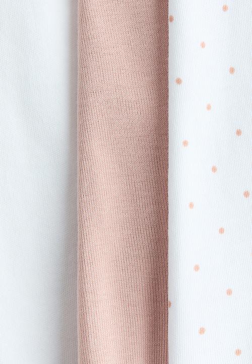 H&M - 3-Pack foldover-waist trousers - light dusty pink/spotted