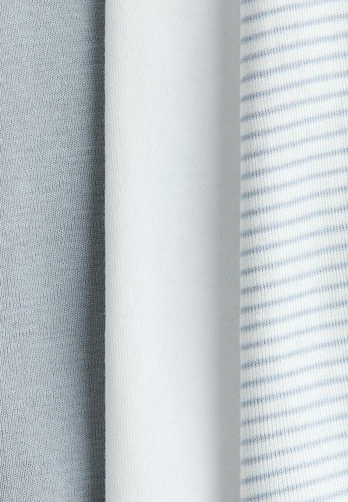 H&M - 3-Pack foldover-waist trousers - light blue/striped