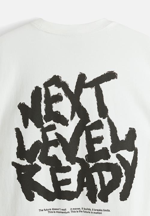 H&M - Loose fit printed t-shirt - white/next level ready