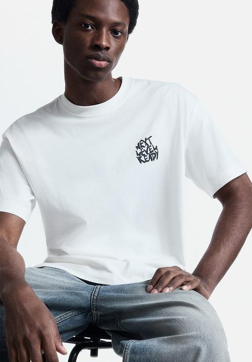 H&M - Loose fit printed t-shirt - white/next level ready