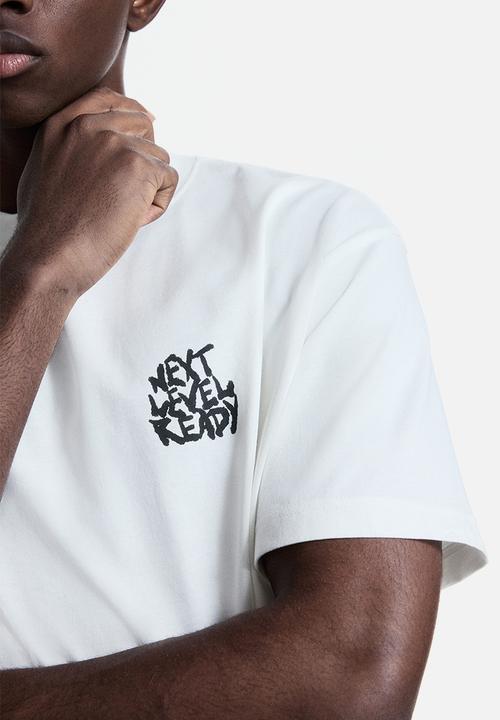 H&M - Loose fit printed t-shirt - white/next level ready