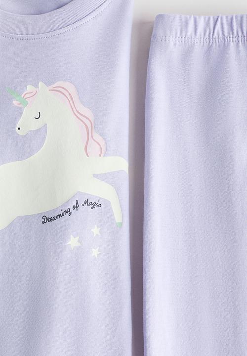 H&M - Printed cotton pyjamas - purple/unicorn