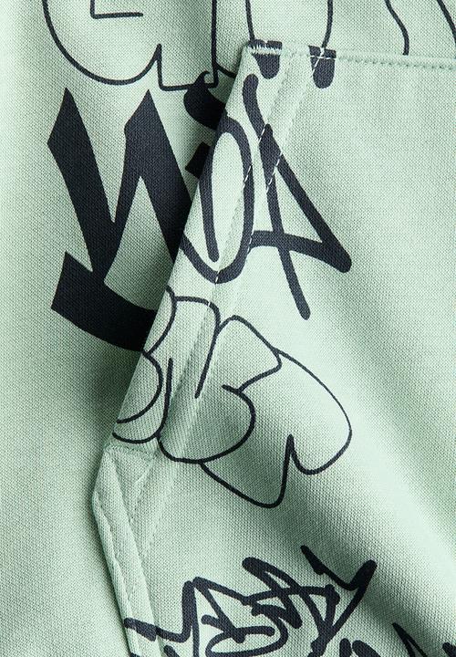 H&M - Hoodie - light green/graffiti