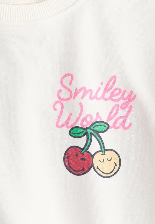H&M - Motif-detail sweatshirt - cream/smileyworld
