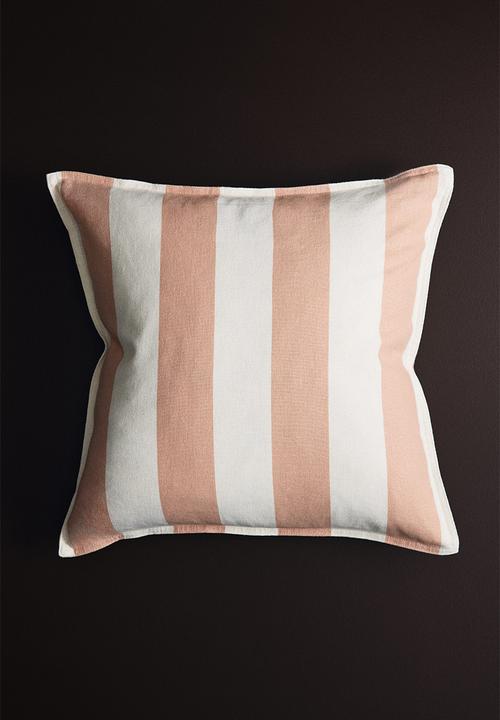Linen-blend cushion cover - light dusty pink/striped