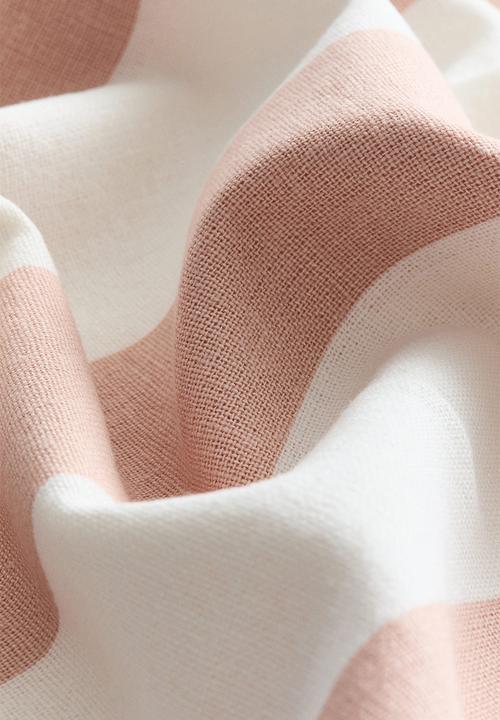 H&M - Linen-blend cushion cover - light dusty pink/striped