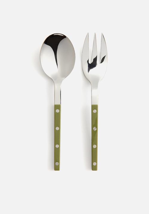 H&M - Stainless steel salad servers - green