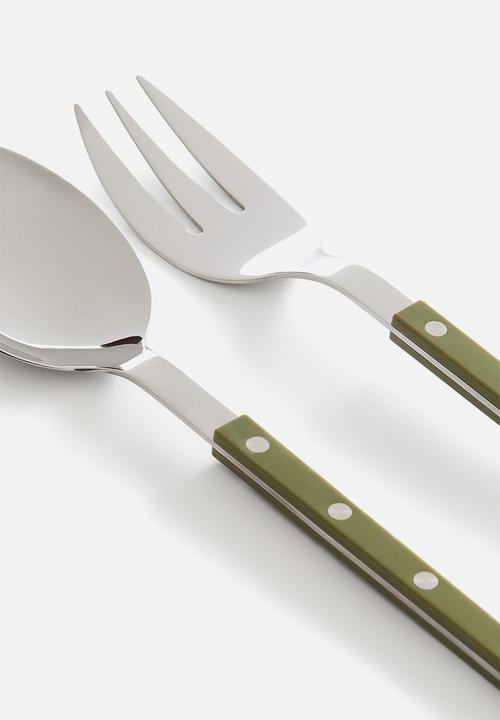 H&M - Stainless steel salad servers - green