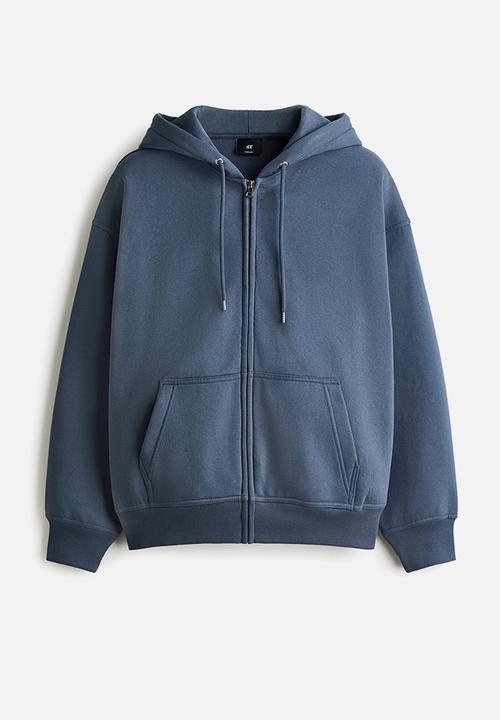 H&M - Oversized fit zip-through hoodie - dusty blue