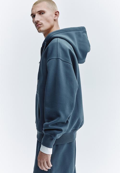 H&M - Oversized fit zip-through hoodie - dusty blue