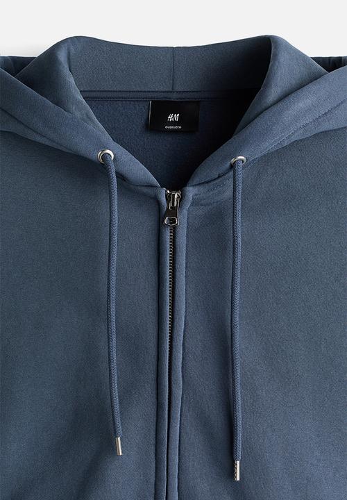H&M - Oversized fit zip-through hoodie - dusty blue