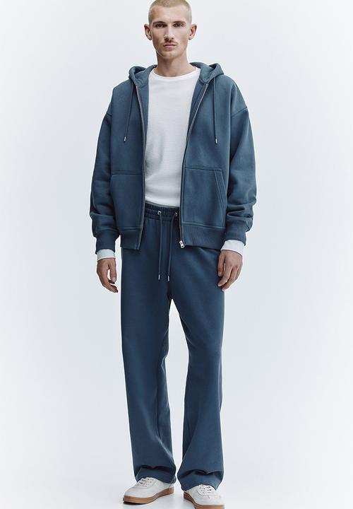 H&M - Oversized fit zip-through hoodie - dusty blue