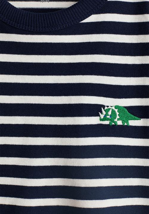 H&M - Long-sleeved cotton t-shirt - navy blue/dinosaur