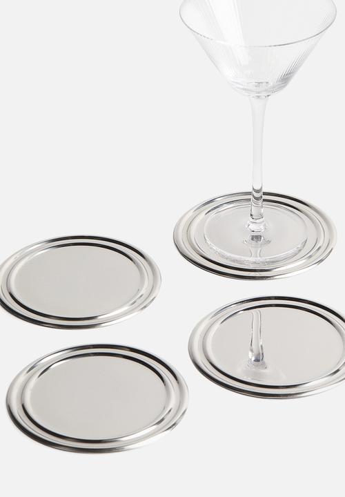 H&M - 4-pack stainless steel coasters - silver-coloured