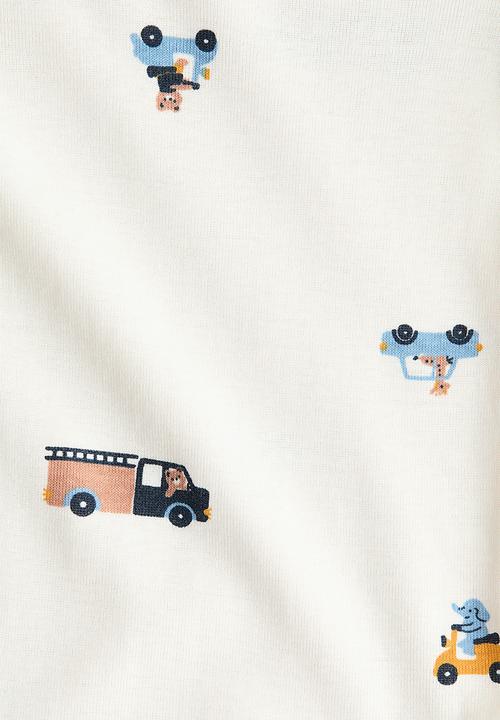 H&M - Printed cotton bodysuit - cream/vehicles