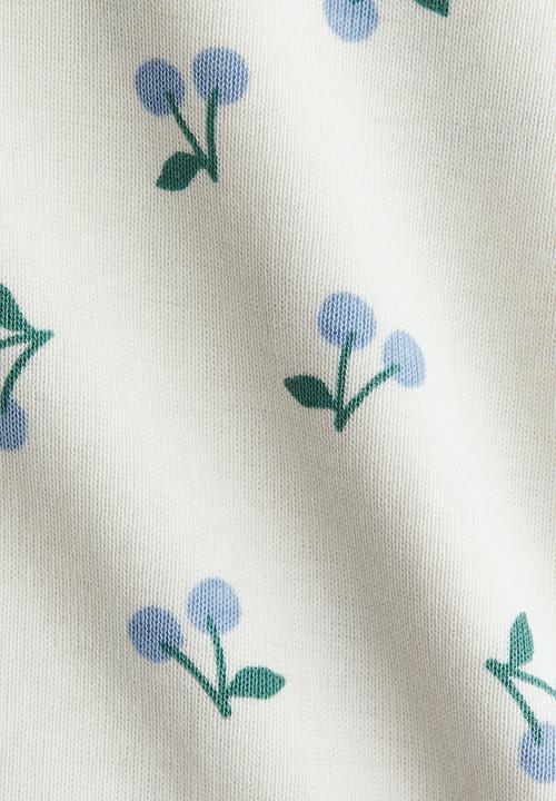 H&M - Printed cotton bodysuit - cream/cherries