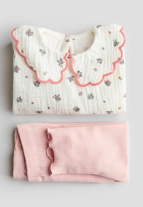 H&M - 2-Piece blouse and leggings set - light pink/floral