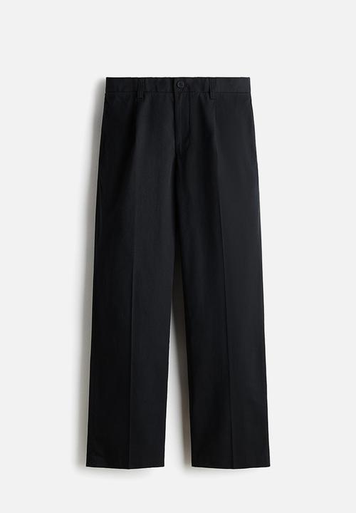 H&M - Relaxed fit cotton and lyocell tailored trousers - black