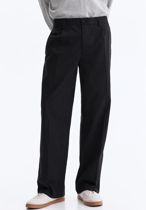 H&M - Relaxed fit cotton and lyocell tailored trousers - black